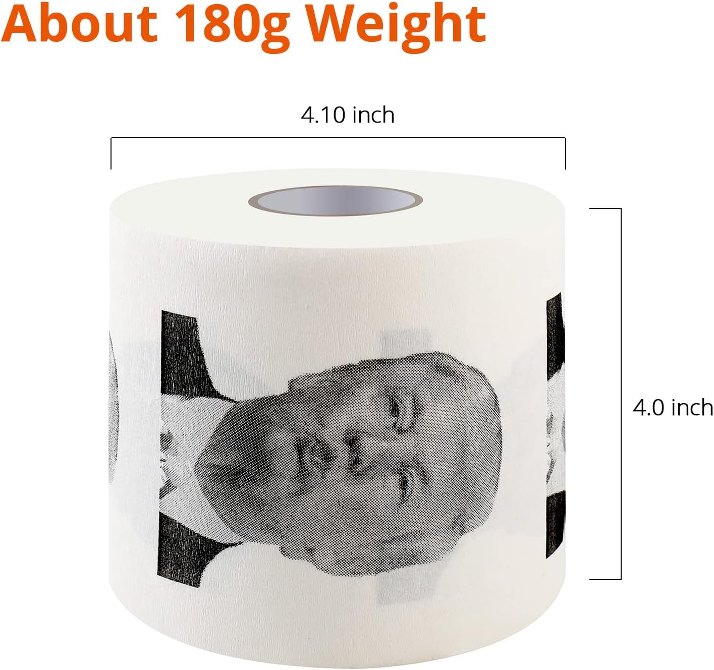 Donald Trump Toilet Paper - 3 Ply Bath Tissue, 320 Sheets, 1 Roll - Novelty Toilet Paper - Christmas Party Favor White Elephant Political Gag Gift - Trump Kiss Prank Funny Joke Toilet Paper