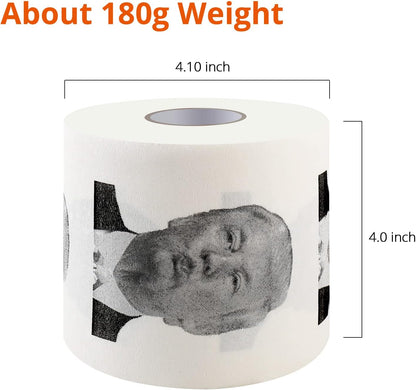 Donald Trump Toilet Paper - 3 Ply Bath Tissue, 320 Sheets, 1 Roll - Novelty Toilet Paper - Christmas Party Favor White Elephant Political Gag Gift - Trump Kiss Prank Funny Joke Toilet Paper